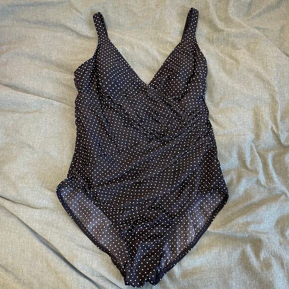Miraclesuit Pin Point Oceanus One Piece Polka Dot Monokini Swimsuit Size 18 - Picture 4 of 11